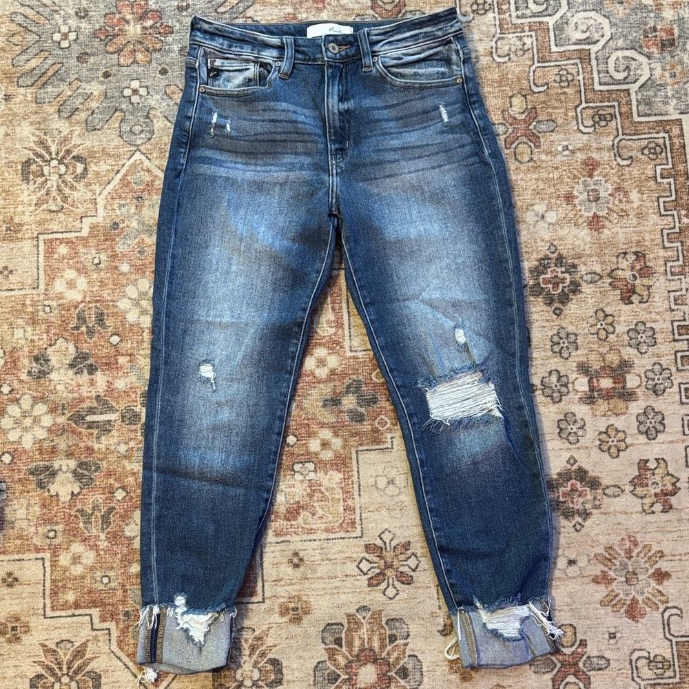 KanCan Dark Wash Distressed Ankle Jeans